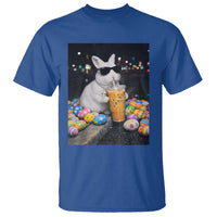 Cool Easter Bunny Drinking Iced Coffee Graphic T Shirt Funny Sunglasses Rabbit Spring Aesthetic
