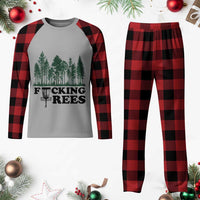Funny Forest Disc Golf Humor Fcking Trees Plaid Pajama Set