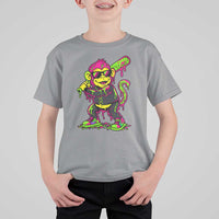 Neon Dripping Monkey Baseball Graphic T Shirt For Kid Ball Party Game Day Vibes
