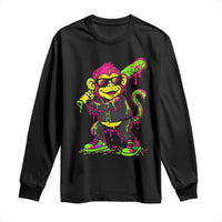 Neon Dripping Monkey Baseball Graphic Long Sleeve Shirt Ball Party Game Day Vibes