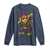 Neon Dripping Monkey Baseball Graphic Long Sleeve Shirt Ball Party Game Day Vibes