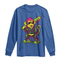 Neon Dripping Monkey Baseball Graphic Long Sleeve Shirt Ball Party Game Day Vibes