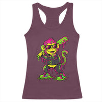 Neon Dripping Monkey Baseball Graphic Racerback Tank Top Ball Party Game Day Vibes