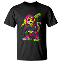 Neon Dripping Monkey Baseball Graphic T Shirt Ball Party Game Day Vibes