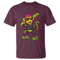 Neon Dripping Monkey Baseball Graphic T Shirt Ball Party Game Day Vibes