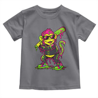 Neon Dripping Monkey Baseball Graphic Toddler T Shirt Ball Party Game Day Vibes
