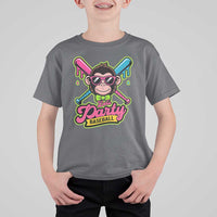 Lets Party Baseball Monkey Game Day T Shirt For Kid Neon Dripping Bats Funny Baseball Fan Party Ball