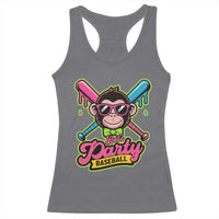 Lets Party Baseball Monkey Game Day Racerback Tank Top Neon Dripping Bats Funny Baseball Fan Party Ball