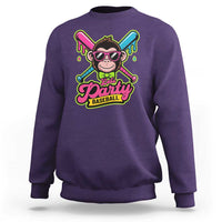 Lets Party Baseball Monkey Game Day Sweatshirt Neon Dripping Bats Funny Baseball Fan Party Ball