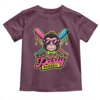 Lets Party Baseball Monkey Game Day Toddler T Shirt Neon Dripping Bats Funny Baseball Fan Party Ball