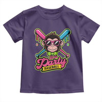 Lets Party Baseball Monkey Game Day Toddler T Shirt Neon Dripping Bats Funny Baseball Fan Party Ball