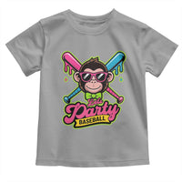 Lets Party Baseball Monkey Game Day Toddler T Shirt Neon Dripping Bats Funny Baseball Fan Party Ball