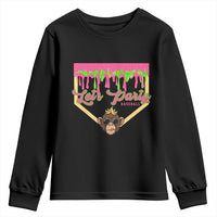 Lets Party Monkey Baseball Game Day Youth Sweatshirt Neon Dripping Homeplate Funny Ball Party Fans