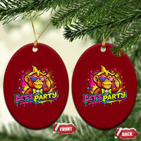 Lets Party Baseball Monkey Colorful Graphic Ceramic Ornament American Flag Game Day Fans Ball Party Vibes
