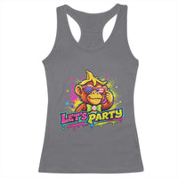 Lets Party Baseball Monkey Colorful Graphic Racerback Tank Top American Flag Game Day Fans Ball Party Vibes