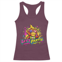 Lets Party Baseball Monkey Colorful Graphic Racerback Tank Top American Flag Game Day Fans Ball Party Vibes