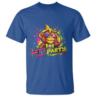 Lets Party Baseball Monkey Colorful Graphic T Shirt American Flag Game Day Fans Ball Party Vibes