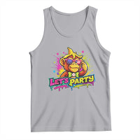 Lets Party Baseball Monkey Colorful Graphic Tank Top American Flag Game Day Fans Ball Party Vibes