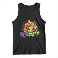 Lets Party Baseball Monkey Colorful Graphic Tank Top American Flag Game Day Fans Ball Party Vibes
