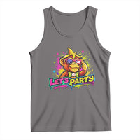 Lets Party Baseball Monkey Colorful Graphic Tank Top American Flag Game Day Fans Ball Party Vibes