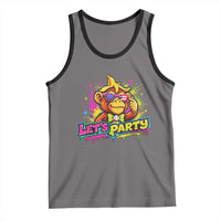 Lets Party Baseball Monkey Colorful Graphic Tank Top American Flag Game Day Fans Ball Party Vibes
