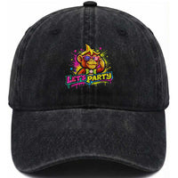 Lets Party Baseball Monkey Colorful Graphic Washed Cotton Baseball Cap American Flag Game Day Fans Ball Party Vibes