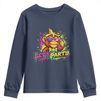 Lets Party Baseball Monkey Colorful Graphic Youth Sweatshirt American Flag Game Day Fans Ball Party Vibes