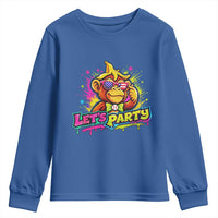 Lets Party Baseball Monkey Colorful Graphic Youth Sweatshirt American Flag Game Day Fans Ball Party Vibes