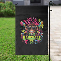 Lets Party Baseball Monkey Neon Dripping Graphic Garden Flag Funny Ball Party Game Day Fans
