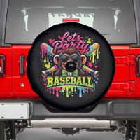 Lets Party Baseball Monkey Neon Dripping Graphic Spare Tire Cover Funny Ball Party Game Day Fans