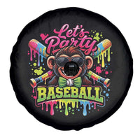 Lets Party Baseball Monkey Neon Dripping Graphic Spare Tire Cover Funny Ball Party Game Day Fans
