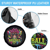 Lets Party Baseball Monkey Neon Dripping Graphic Spare Tire Cover Funny Ball Party Game Day Fans