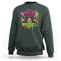 Lets Party Baseball Monkey Neon Dripping Graphic Sweatshirt Funny Ball Party Game Day Fans