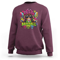 Lets Party Baseball Monkey Neon Dripping Graphic Sweatshirt Funny Ball Party Game Day Fans