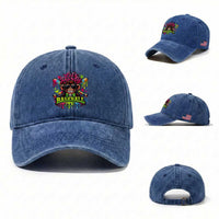 Lets Party Baseball Monkey Neon Dripping Graphic Washed Cotton Baseball Cap Funny Ball Party Game Day Fans