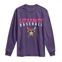 Let's Party Baseball Monkey Long Sleeve Shirt Ball Party Game Day Vibes