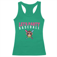 Let's Party Baseball Monkey Racerback Tank Top Ball Party Game Day Vibes