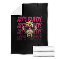 Lets Party Monkey Baseball Throw Blanket Funny Ball Party Game Day Fans