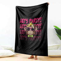 Lets Party Monkey Baseball Throw Blanket Funny Ball Party Game Day Fans