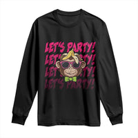 Lets Party Monkey Baseball Long Sleeve Shirt Funny Ball Party Game Day Fans