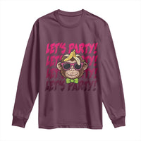 Lets Party Monkey Baseball Long Sleeve Shirt Funny Ball Party Game Day Fans