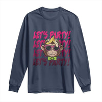 Lets Party Monkey Baseball Long Sleeve Shirt Funny Ball Party Game Day Fans