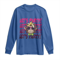 Lets Party Monkey Baseball Long Sleeve Shirt Funny Ball Party Game Day Fans