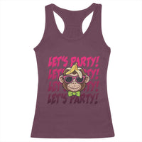 Lets Party Monkey Baseball Racerback Tank Top Funny Ball Party Game Day Fans