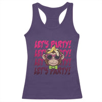 Lets Party Monkey Baseball Racerback Tank Top Funny Ball Party Game Day Fans
