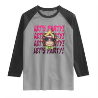 Lets Party Monkey Baseball Raglan Shirt Funny Ball Party Game Day Fans