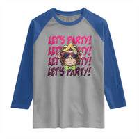 Lets Party Monkey Baseball Raglan Shirt Funny Ball Party Game Day Fans