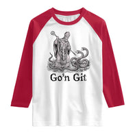 Go'n Git Funny Saint Patrick Banishing Snakes Raglan Shirt Irish History Humor St Patricks Day