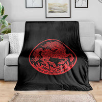 Year of the Fire Horse 1966 2026 Red Graphic Throw Blanket 60 Years Chinese Zodiac Horse Vintage Style