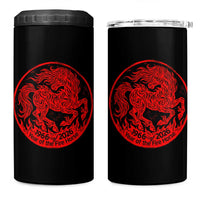 Year of the Fire Horse 1966 2026 Red Graphic 4 in 1 Can Cooler Tumbler 60 Years Chinese Zodiac Horse Vintage Style
